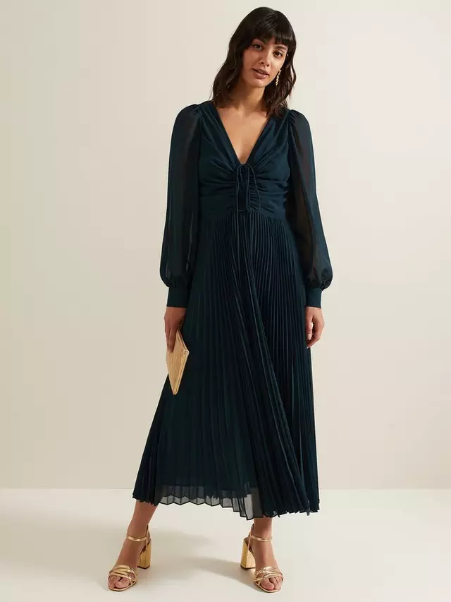 

Платье Phase Eight Kindra Chiffon Pleated Midi, цвет teal