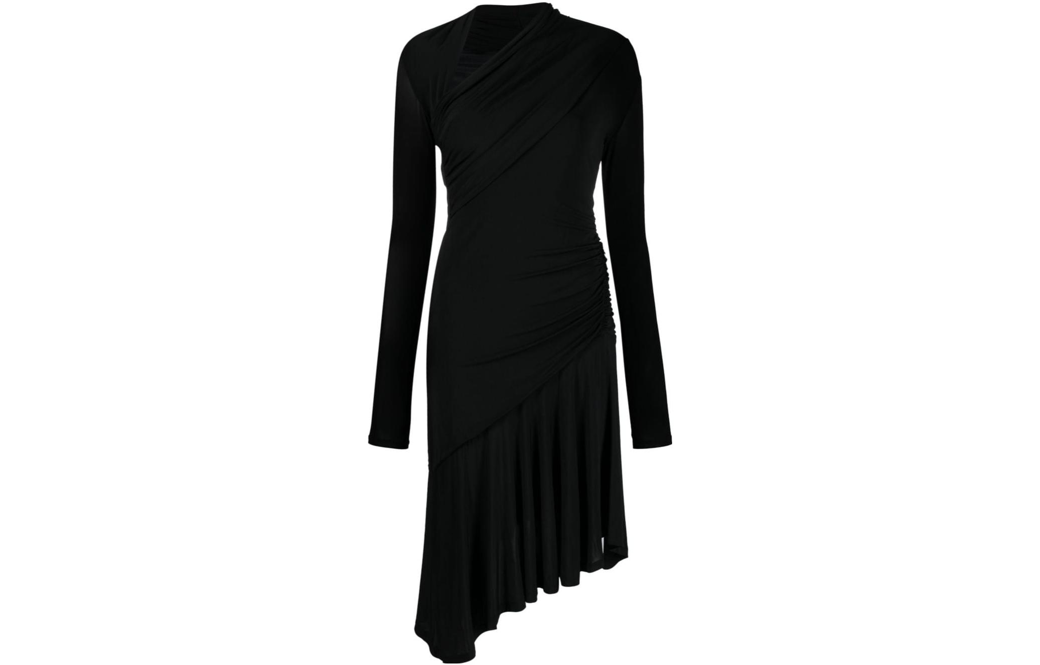 

Асимметри́льное платье с длинными рукавами PINKO, черный