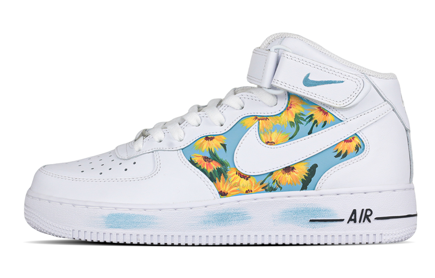 

Nike Кроссовки Air Force 1, Sunflower Coverage, износостойкие, для скейтбординга, мужские, белый, синий, желтые