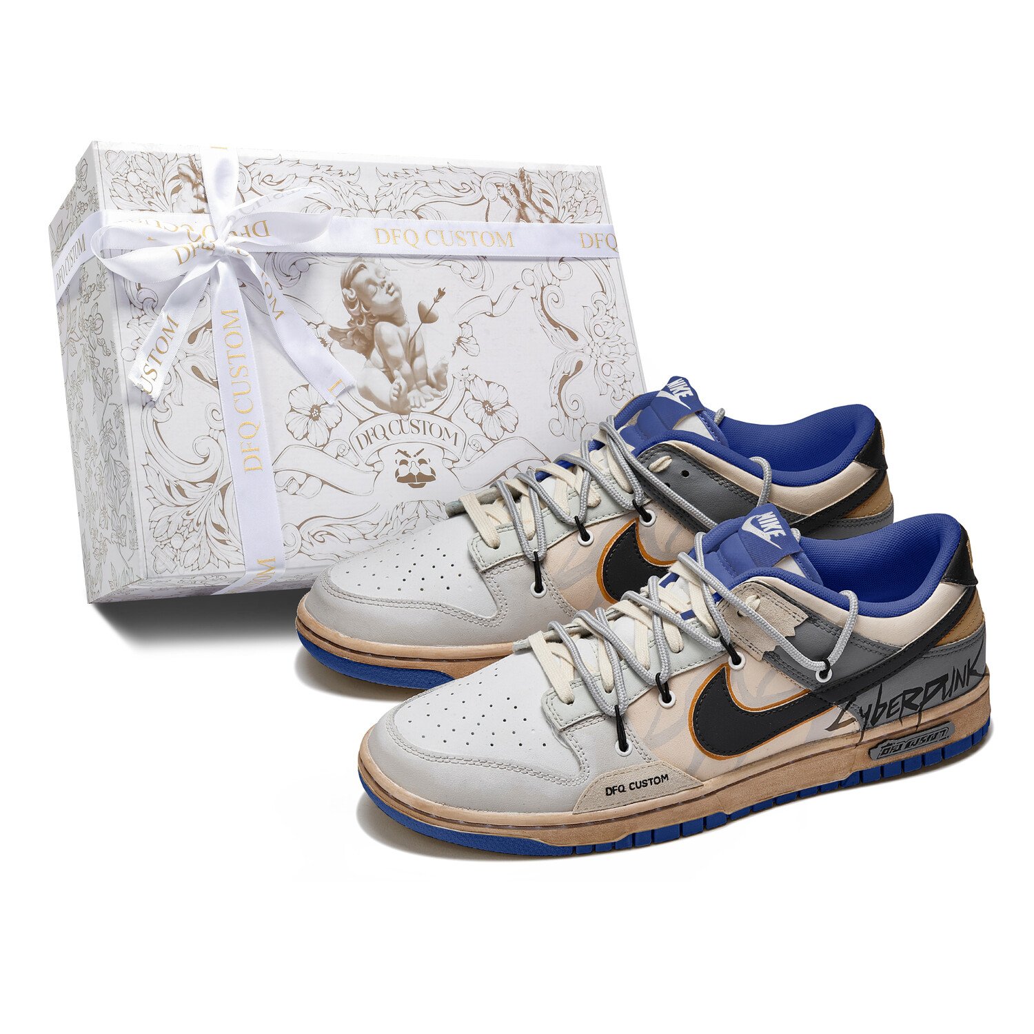 

Кроссовки Nike Dunk Skateboarding Shoes Women's Low-top Black Bleu, желтый