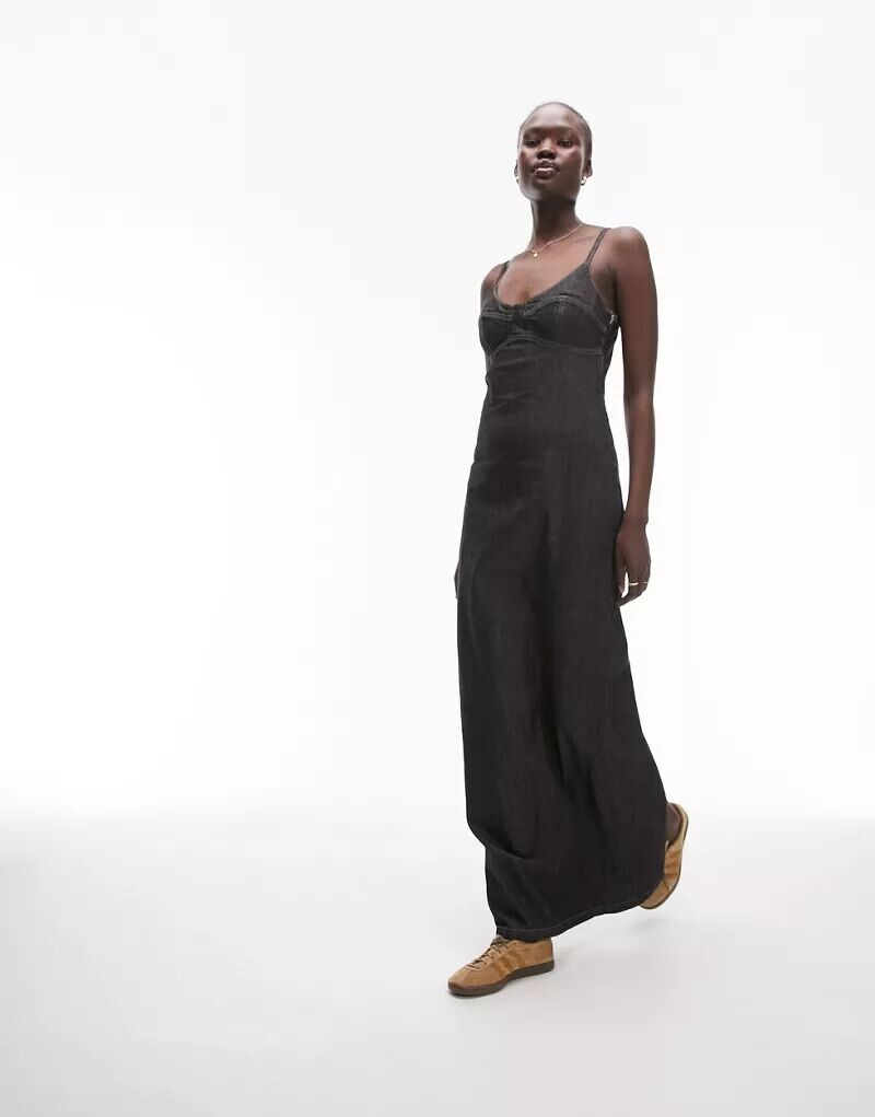 

Черное джинсовое платье-майка Topshop