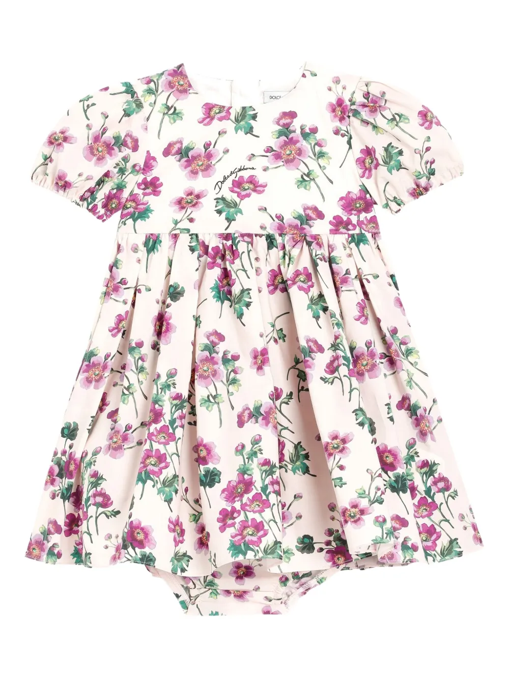 

Платье с цветочным принтом и объемными рукавами Dolce & Gabbana Kids, белый