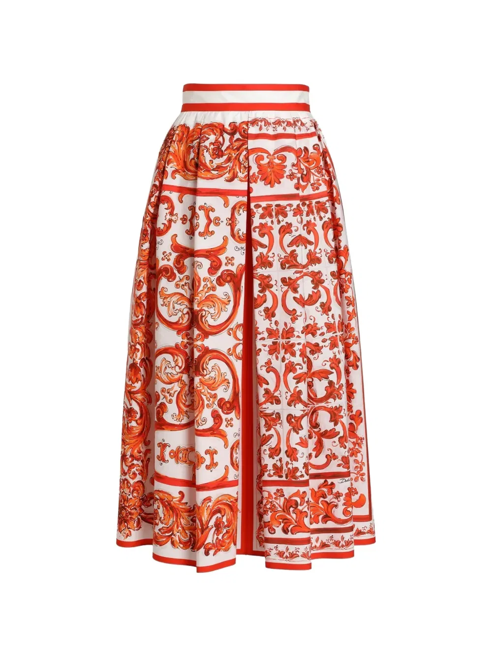 Плиссированная юбка с майоликовой печатью Dolce & Gabbana, белый