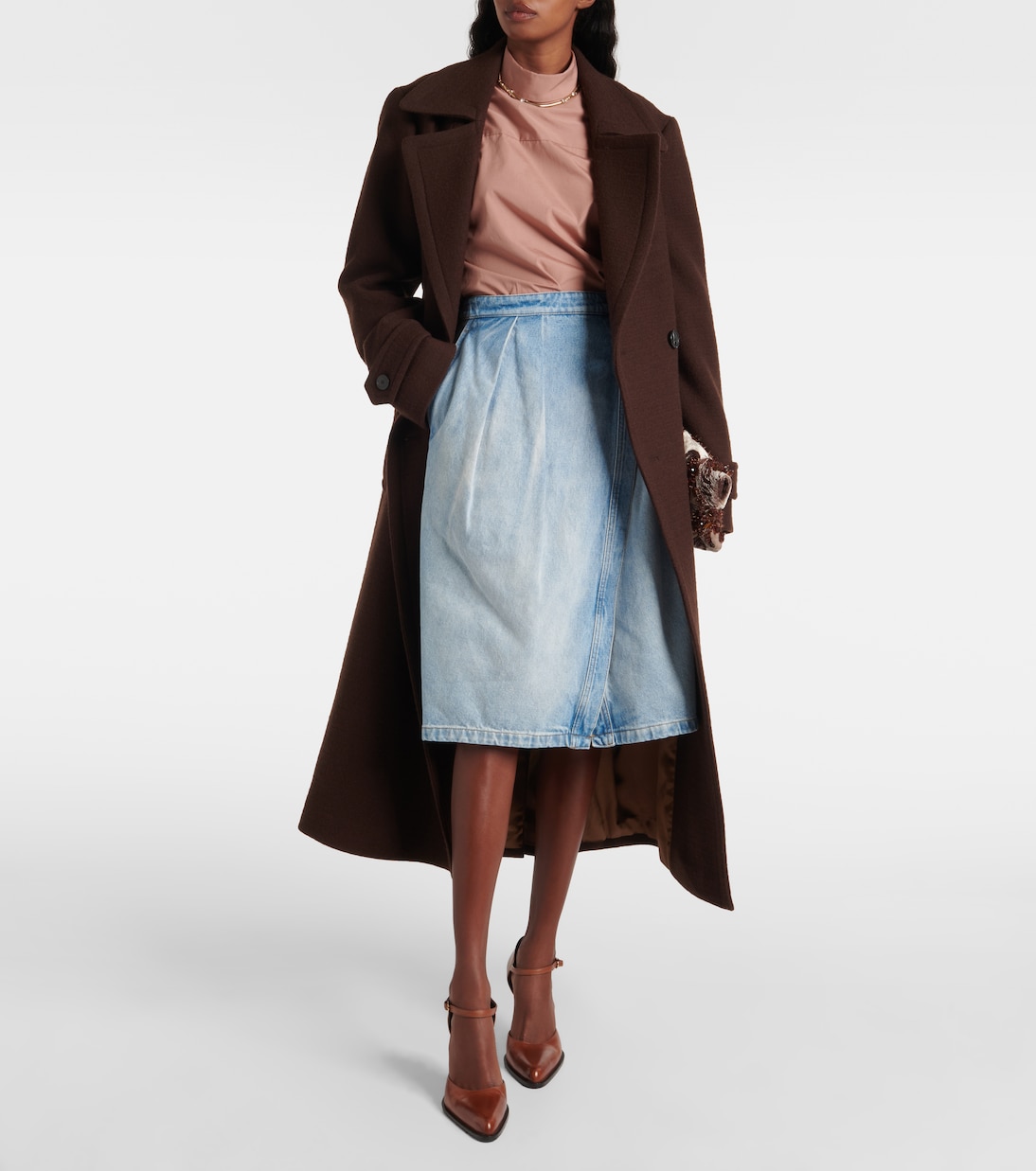 

Джинсовая юбка миди Dries Van Noten, светло-синий