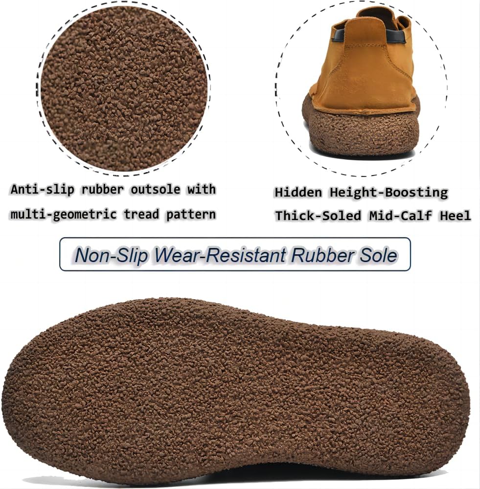 Мужские повседневные ботинки из кожи и замши, противоскользящие, для прогулок и кемпинга, удобные, классические ботинки Чукка Asifn, коричневый — фото 4