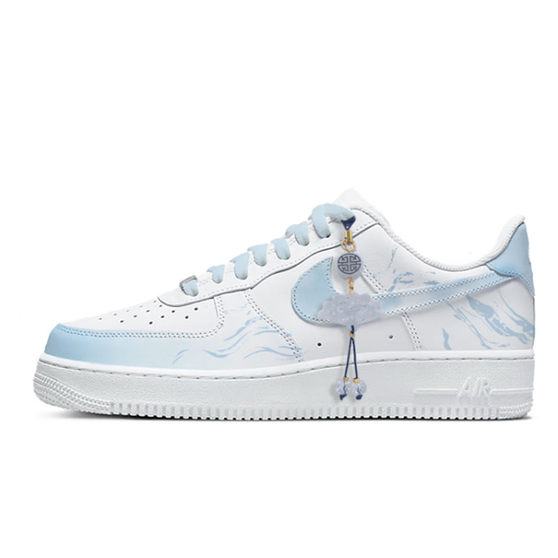 Nike Кроссовки для скейтбординга Air Force 1 Clear Wave, устойчивые к истиранию, низкие, унисекс, белые, синие