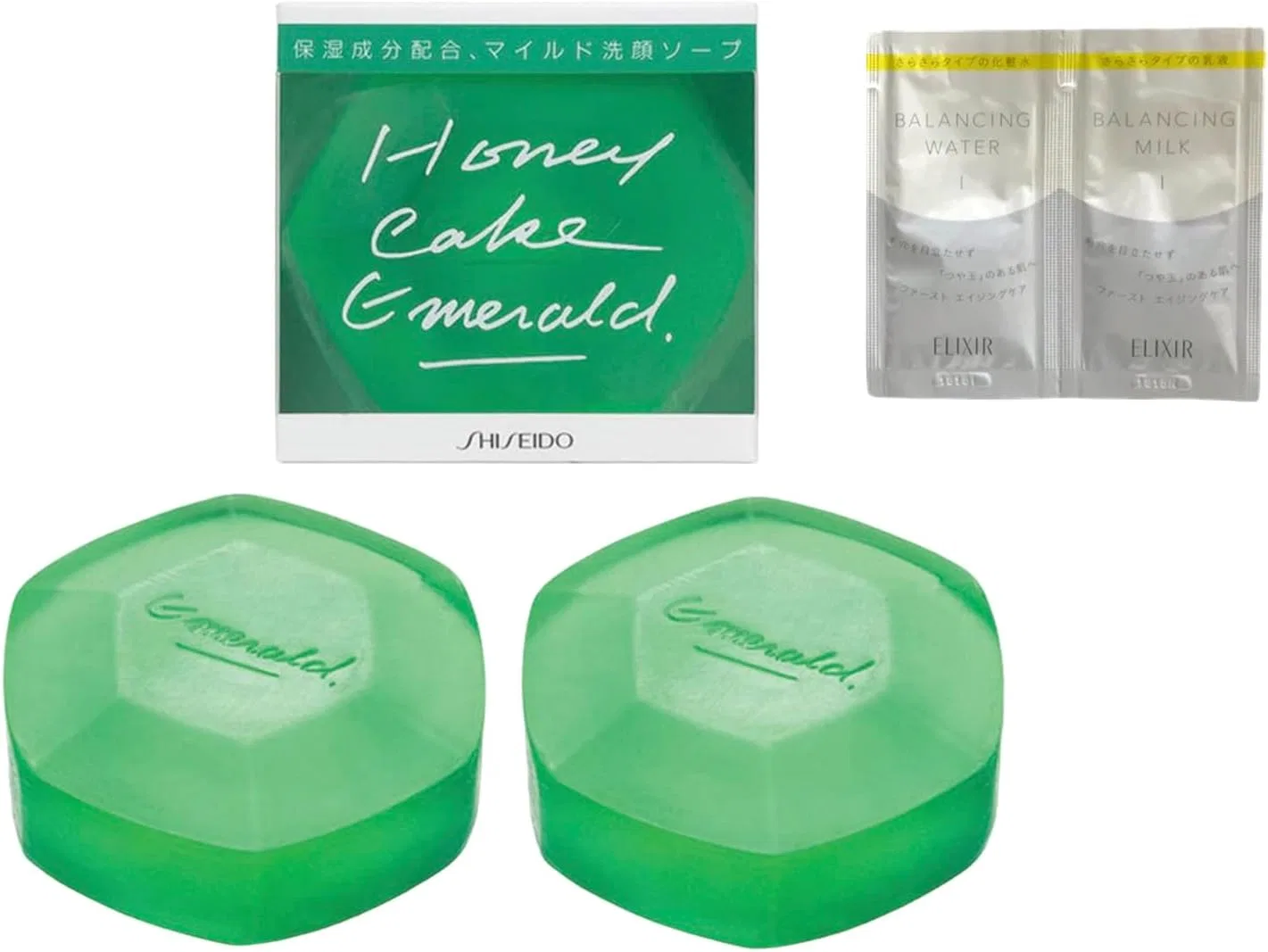 Набор для ухода за кожей Honecake Emerald из 3 штук с образцом, Shiseido