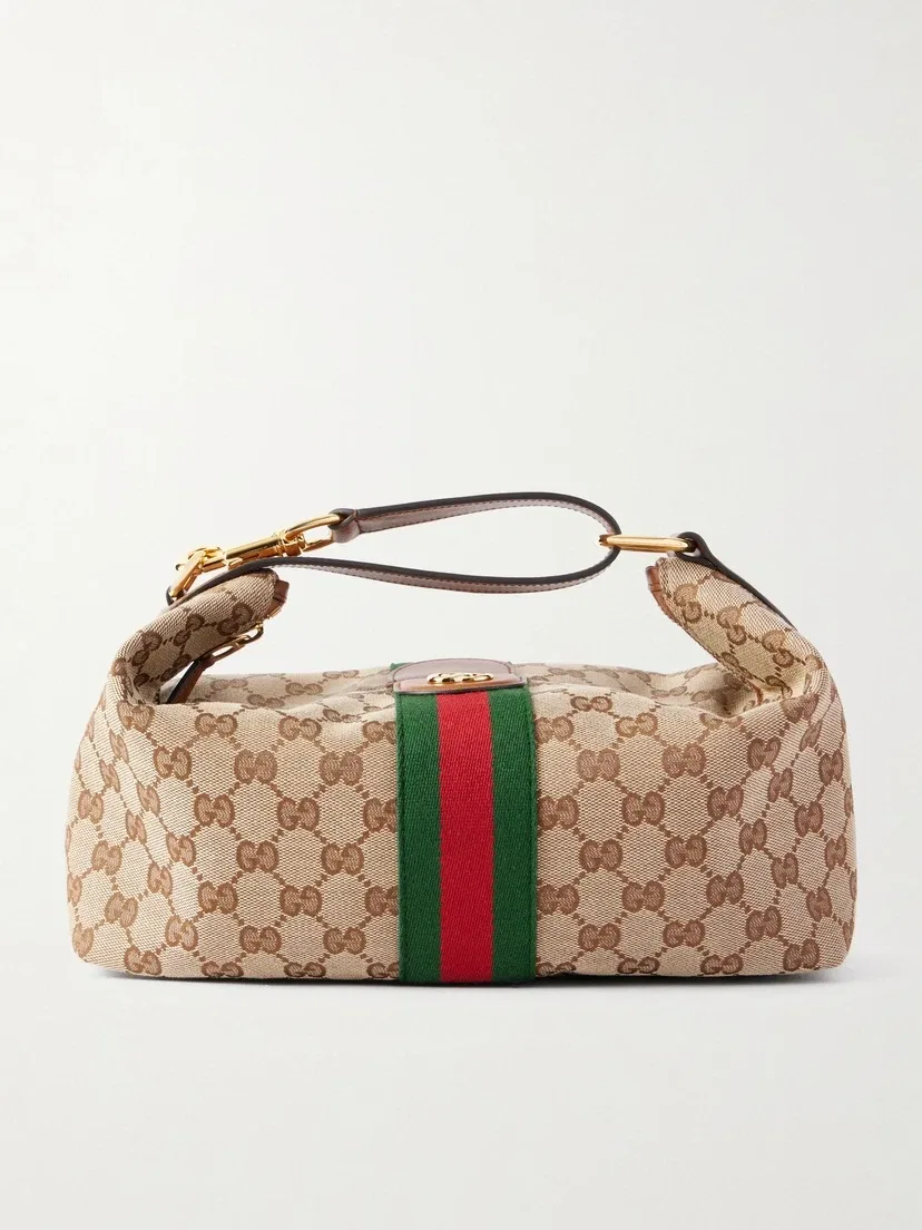 Клатч Ophidia из полосатого канваса с кожаной отделкой GUCCI, мультицвет
