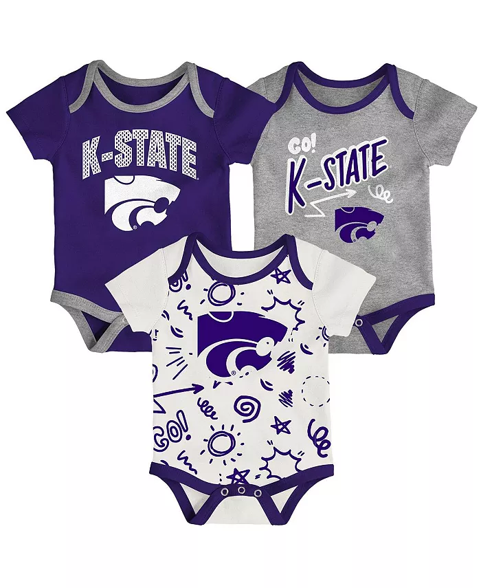 

Комплект из 3 боди для игр на весь день для мальчиков и девочек Kansas State Wildcats Outerstuff