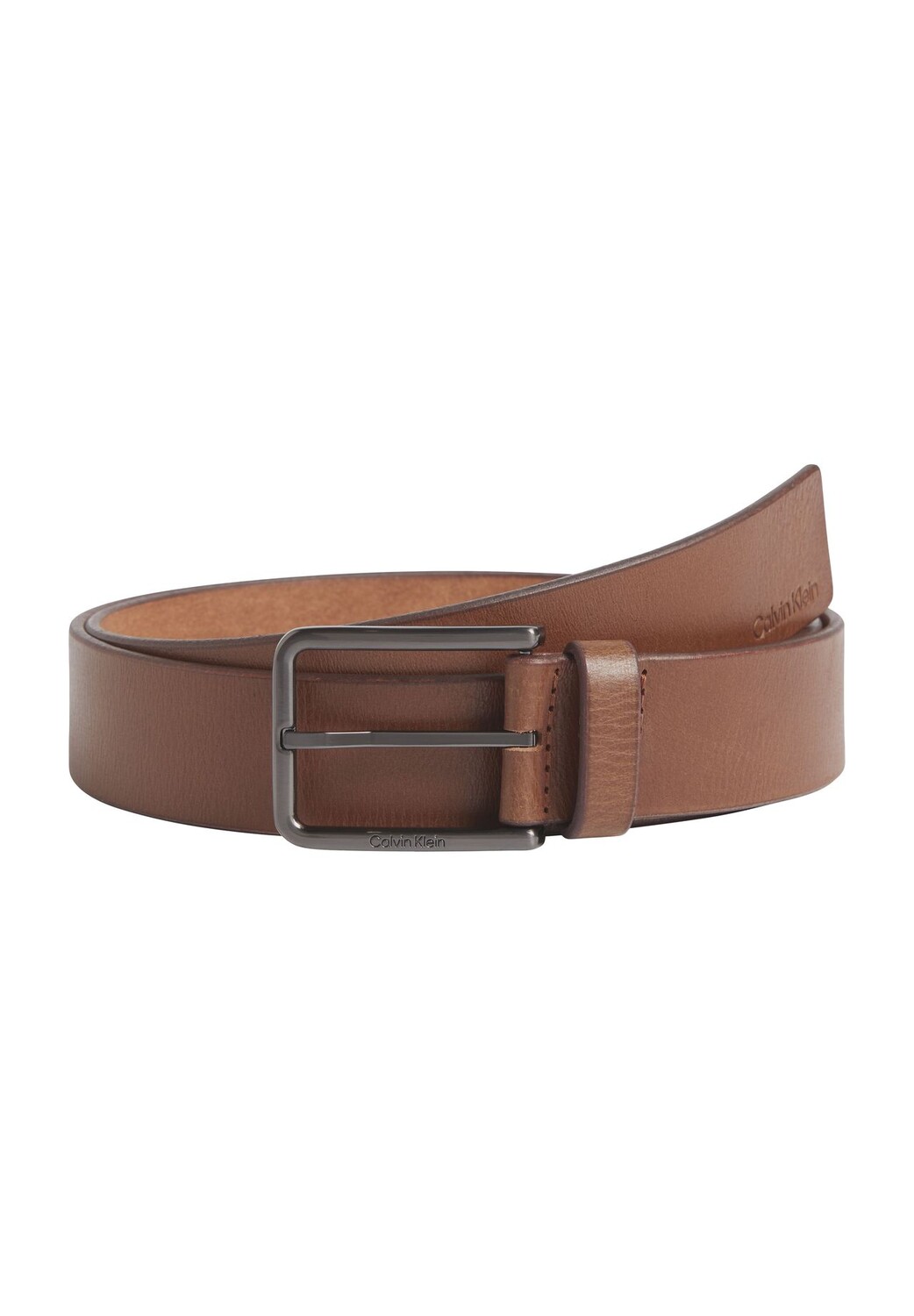 

Кожаный ремень с металлической пряжкой мужской Calvin Klein, цвет Gvu Brown