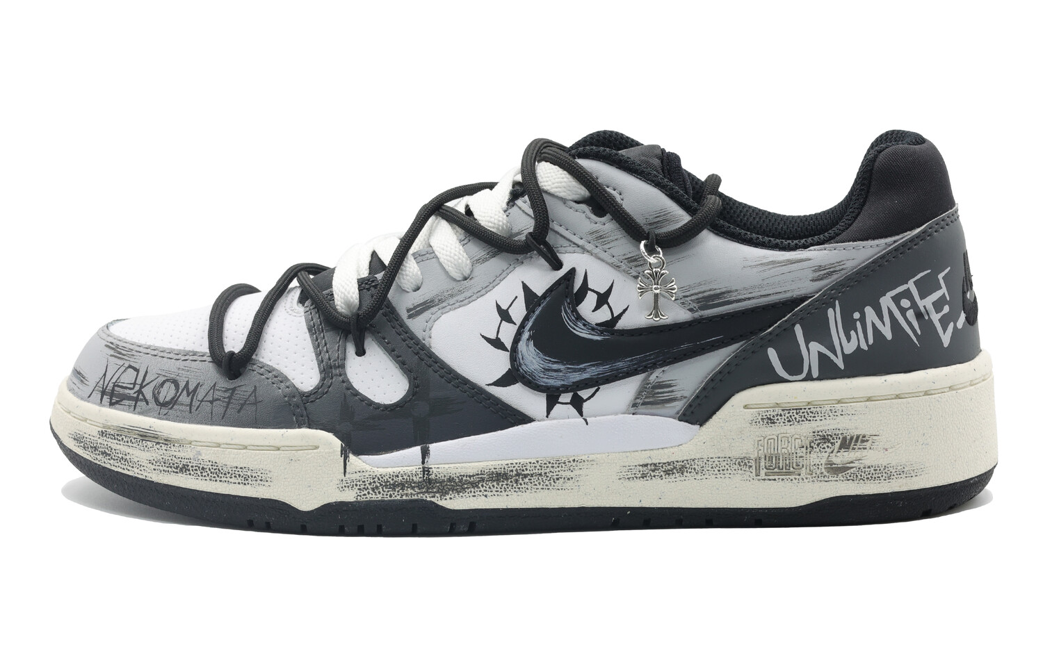 

Мужские кроссовки для скейтбординга Full Force с низким верхом белого цвета Nike, черный