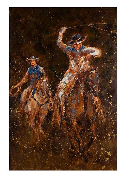 

Картина KUNSTLOFT handgemalt Ein Ritt in die Prärie цвет braun/gold
