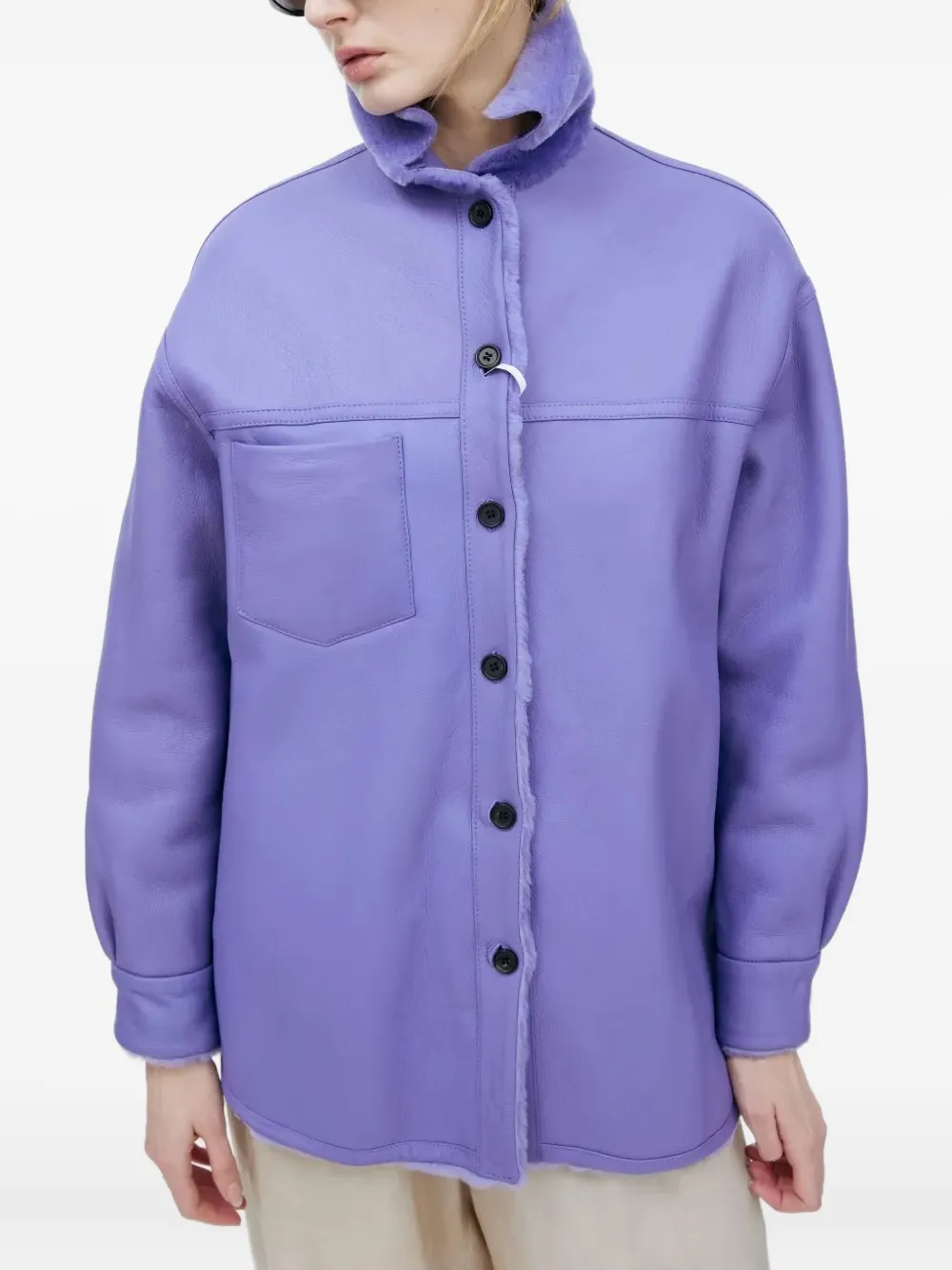 Куртка из овчины на пуговицах Marni, фиолетовый — фото 4