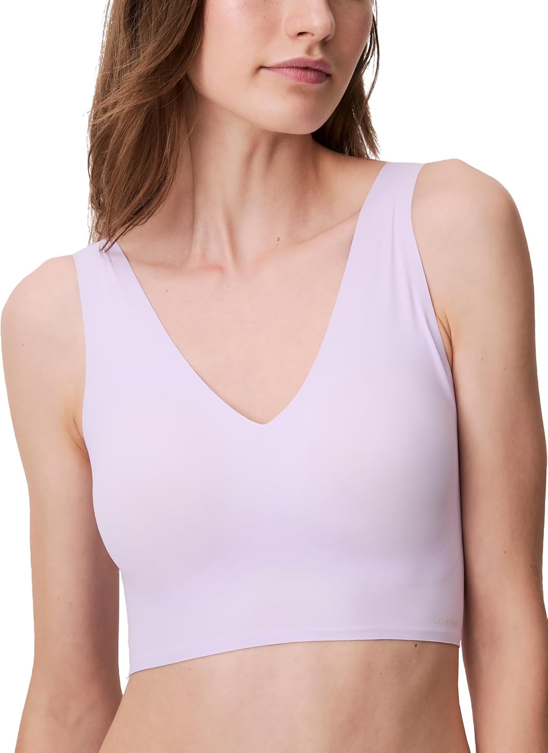 Бюстгальтер-бралетт Calvin Klein Womens Invisibles Comfort Seamless с легкой подкладкой и V-образным вырезом, Lilac Quartz — фото 4