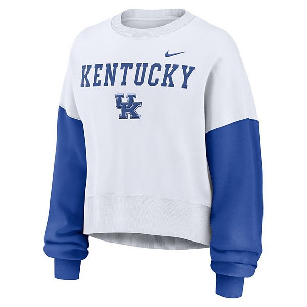Женский белый оверсайз кроп-свитшот color-block kentucky wildcats Nike — фото 3