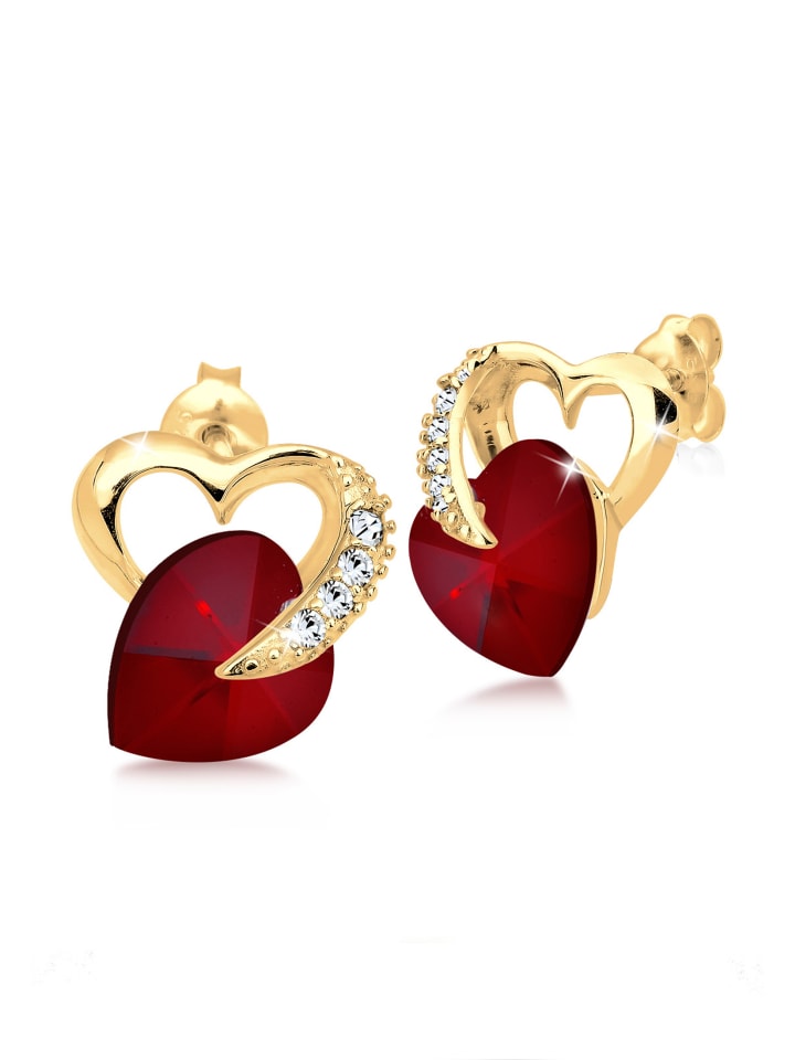 

Elli Серьги в форме сердца из серебра 925 пробы, темно-красного цвета