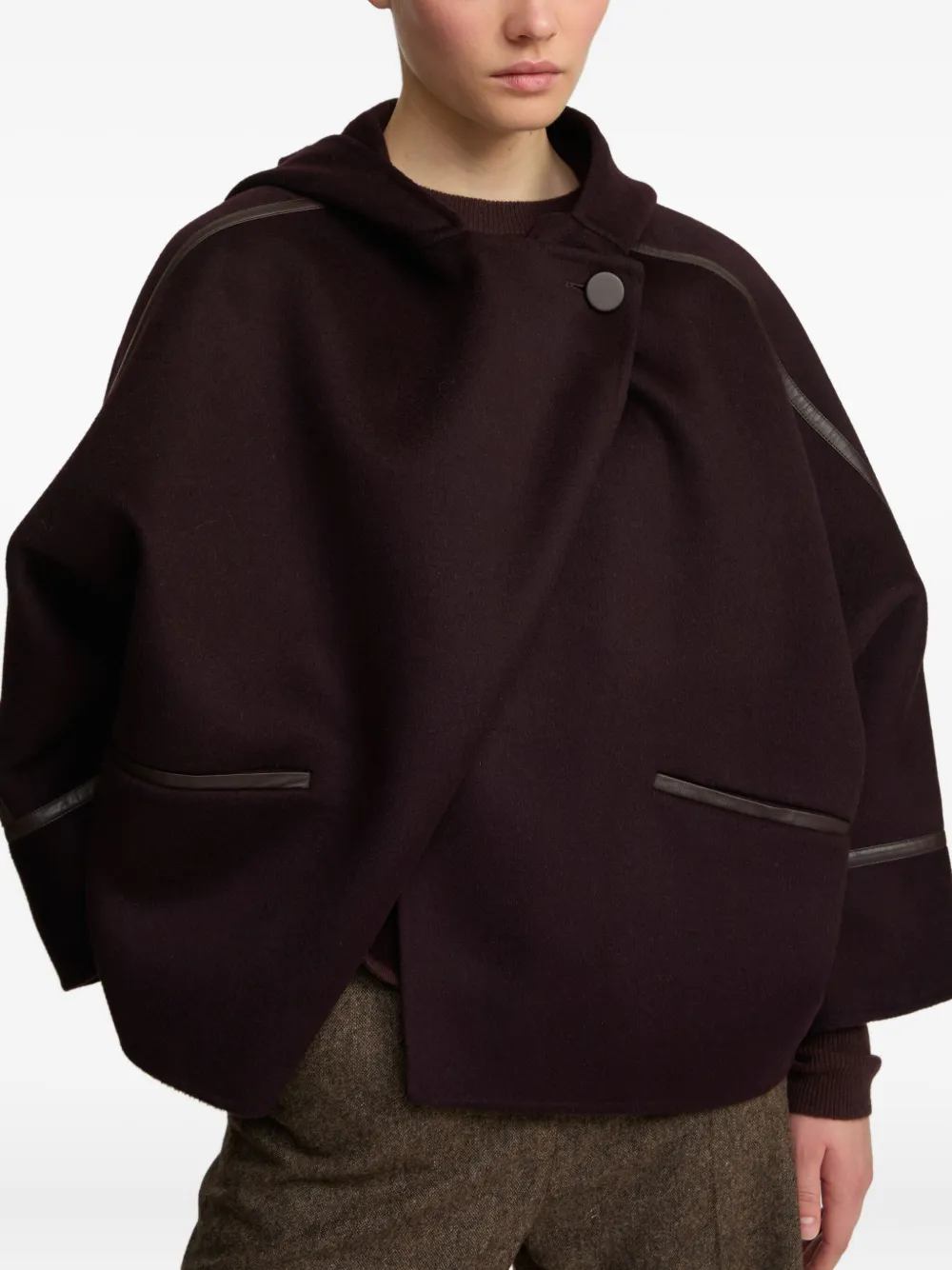 

Куртка с капюшоном и кожаной отделкой YVES SALOMON, красный