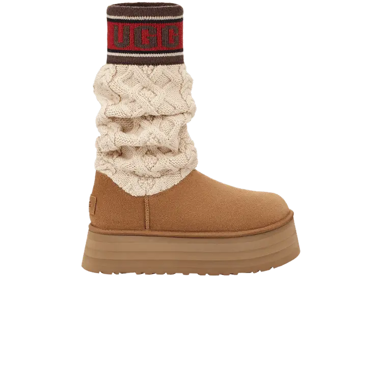 

Ботинки UGG Wmns Classic Sweater Letter Boot Chestnut, коричневый