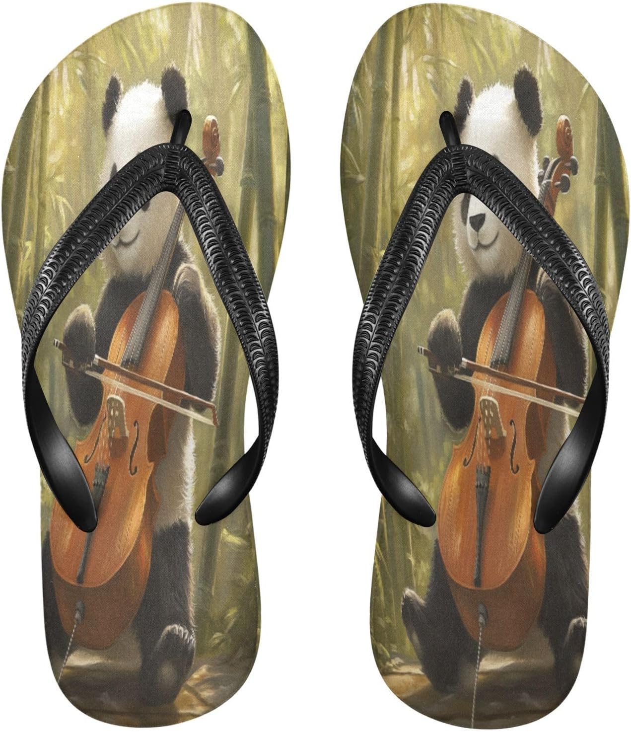 

Шлепанцы Panda Violin Golden Flip Flops для пляжа, душа, душа, резинескользящие летние тапочки для мужчин и женщин Sinestour