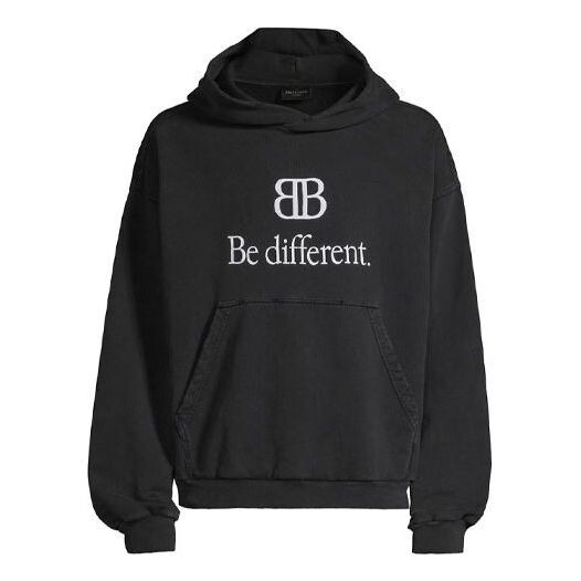 

Толстовка bb be different popover hoodie 'black white' Balenciaga, черный
