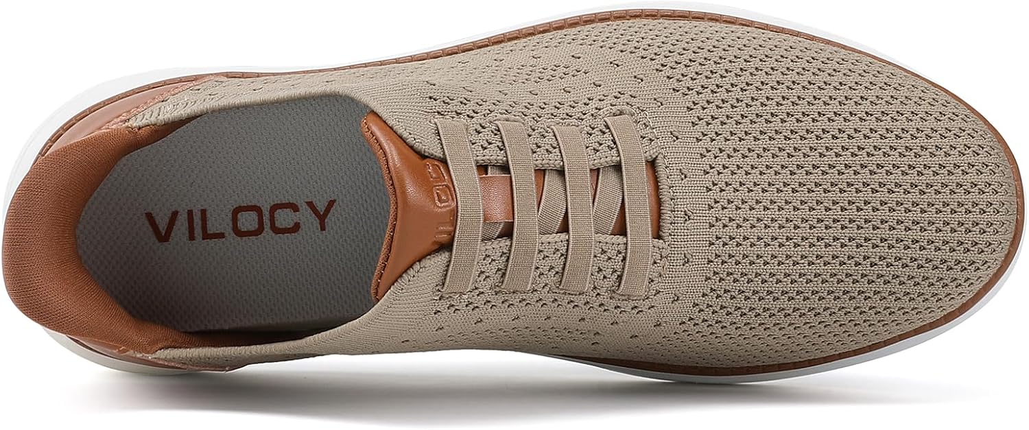 Мужские слипоны VILOCY, повседневные деловые кроссовки для ходьбы, удобные без шнурков, модные кроссовки, легкие деловые оксфорды, хаки — фото 3