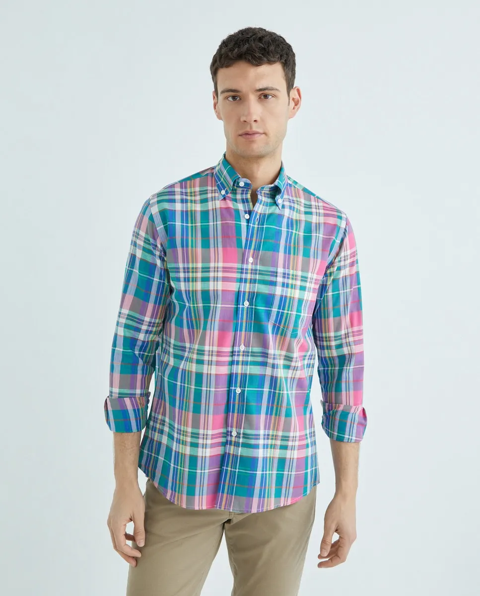 

Мужская повседневная рубашка с длинным рукавом в клетку Mirto, синий