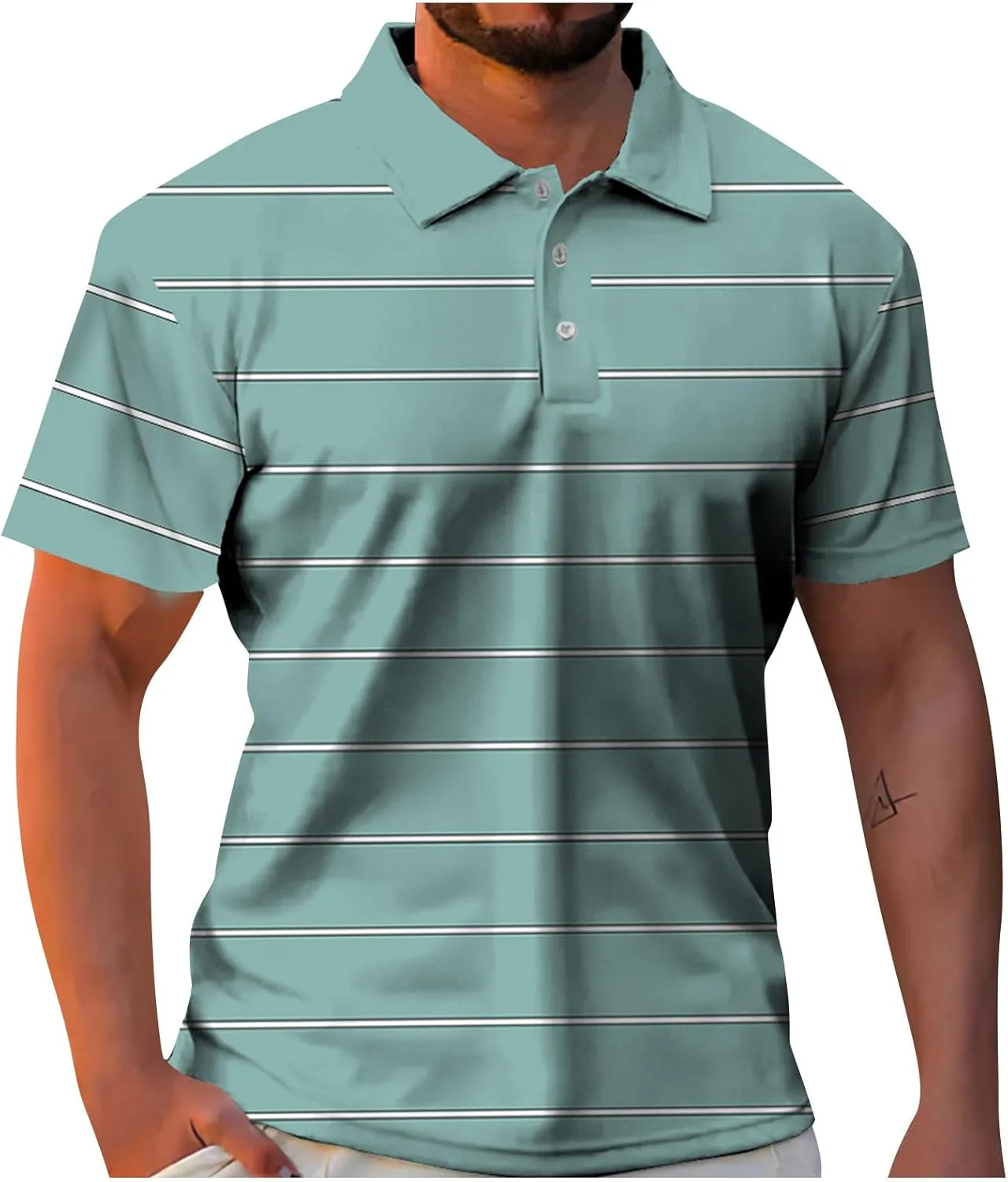 

Мужская поло для гольфа, короткий рукав, полосатая