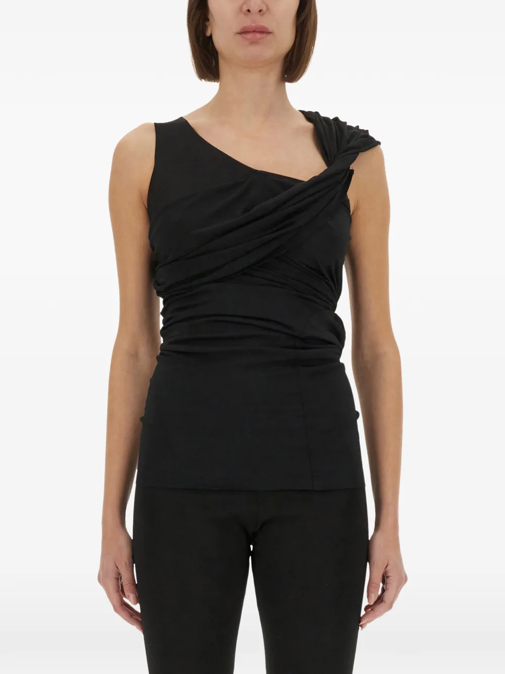 

Топ с асимметричным скрученным кроем Rick Owens Lilies, черный
