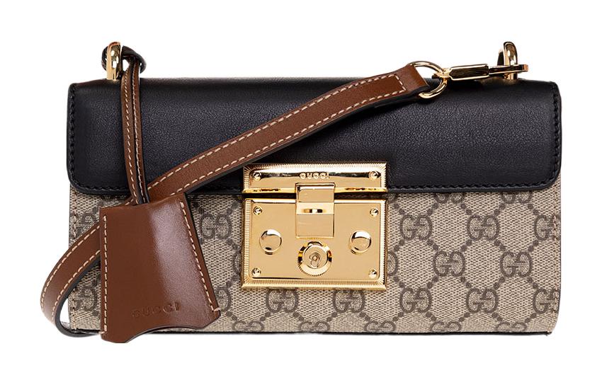 Женская сумка через плечо GUCCI с замком и кожаной отделкой — фото 2