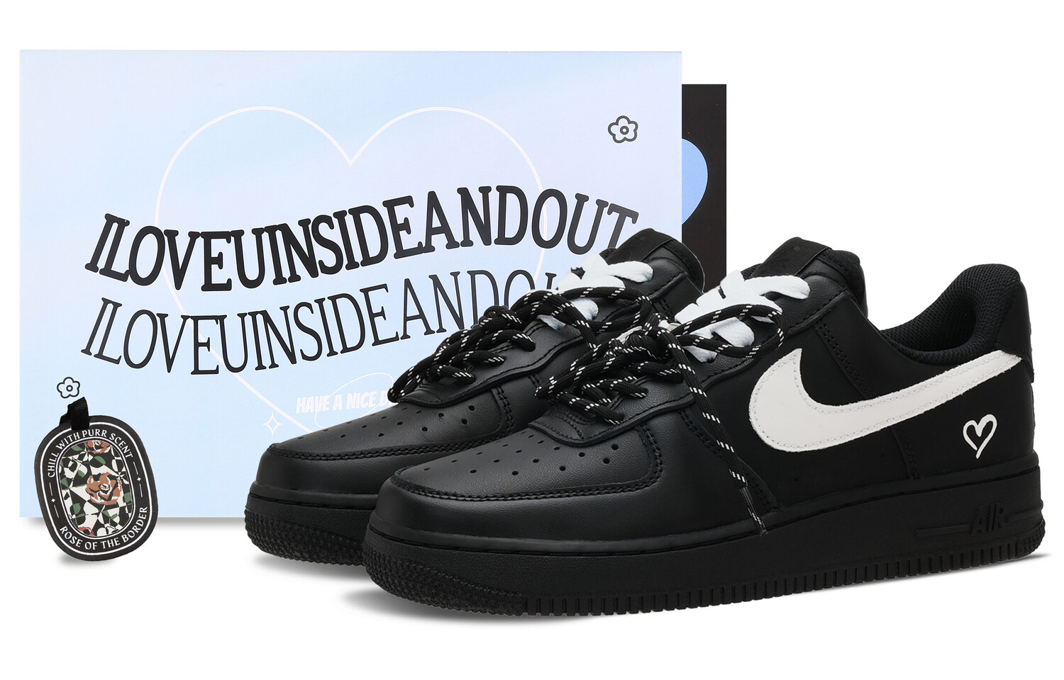 

Кроссовки Nike Air Force 1 Skateboard Shoes Women's Low-Top Black White, черный