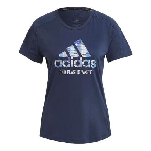 

Футболка (WMNS) adidas Pfo Gpx Tee W Contrasting Colors Logo Printing Sports Short Sleeve Navy Blue T-Shirt, синий