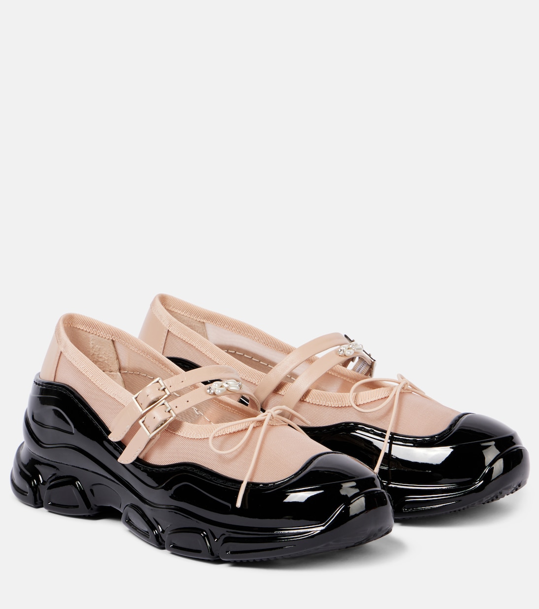 Балетки Mary Jane с отделкой из кожи Tracker Simone Rocha, Nude/Pearl/Clear