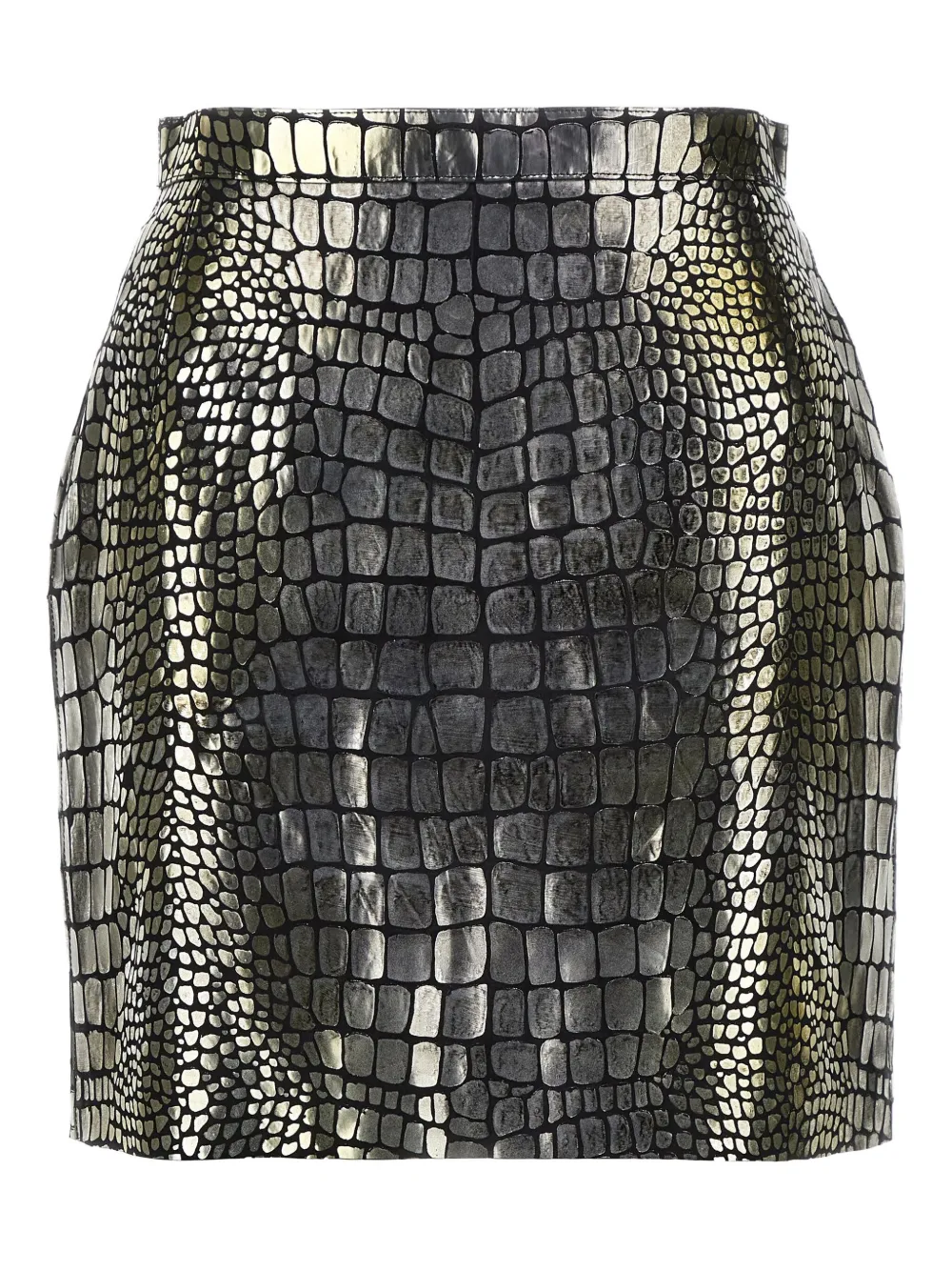 

Мини-юбка из кожи с эффектом крокодила Roberto Cavalli, серебяный