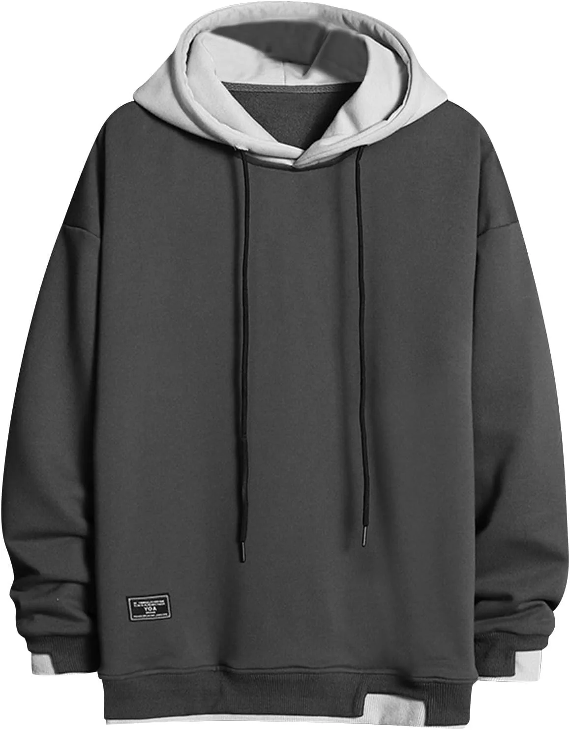 

Мужская худи оверсайз с капюшоном на шнурке и длинными рукавами QUNPIU