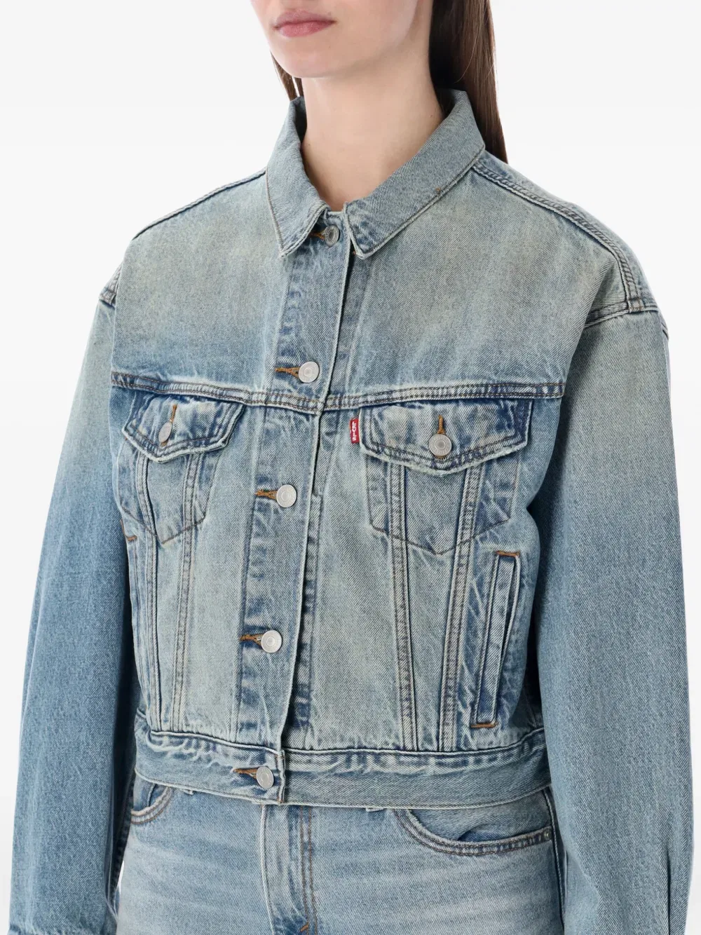 Укороченная куртка-бомбер в стиле 90-х с пуговицами Levi'S, синий — фото 2