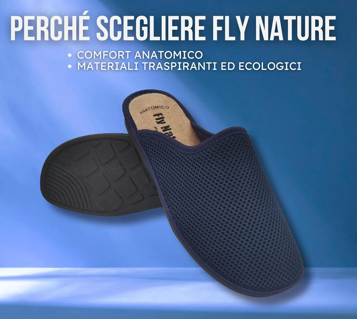 Мужские кожаные домашние тапочки Fly Nature синего цвета, ортопедическая обувь для лета и зимы, для дома и сада — фото 4