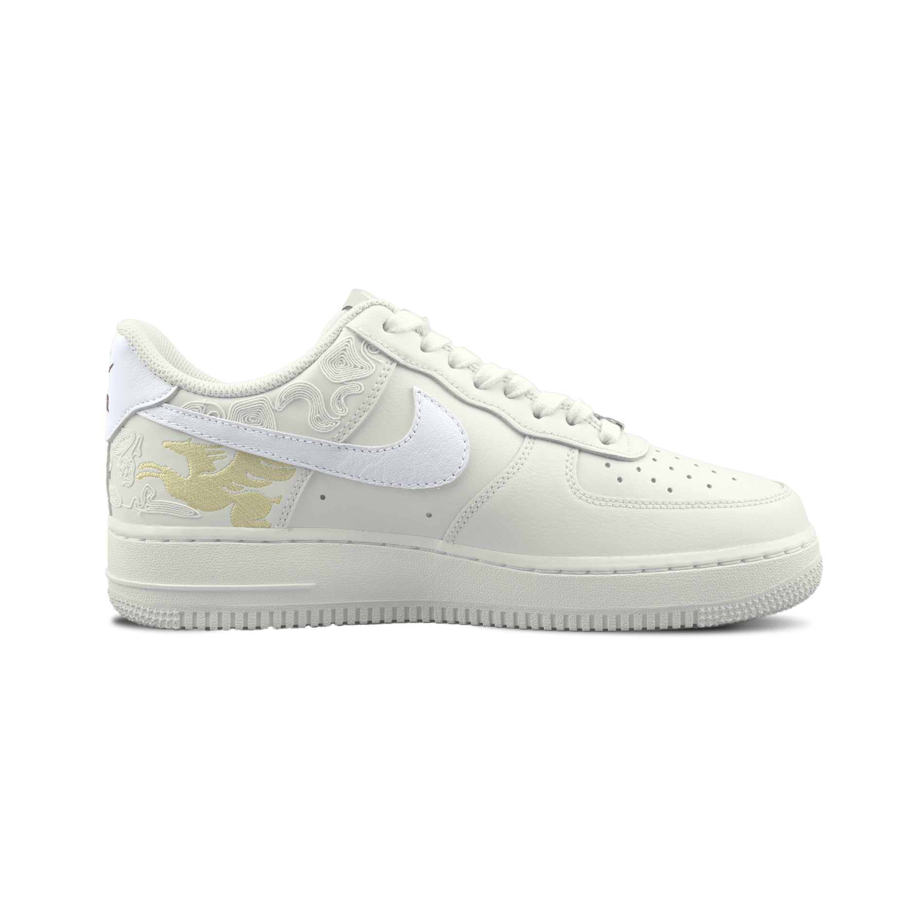 Air Force 1 Jade Horse Racing, Special Shopping Bag Дышащие низкие скейтборд-кроссовки для мужчин Nike, белый золотой — фото 4