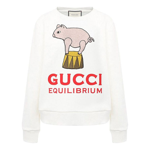 

Свитер ss21 piggy cartoon printing pattern pure cotton round neck white hoodie Gucci, белый