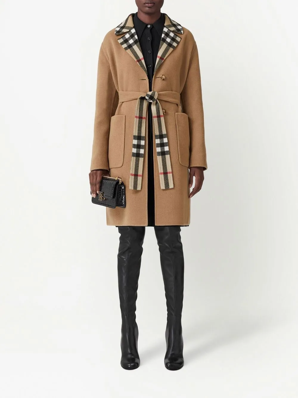 Пальто Burberry двустороннее шерстяное в клетку, нейтральное — фото 2