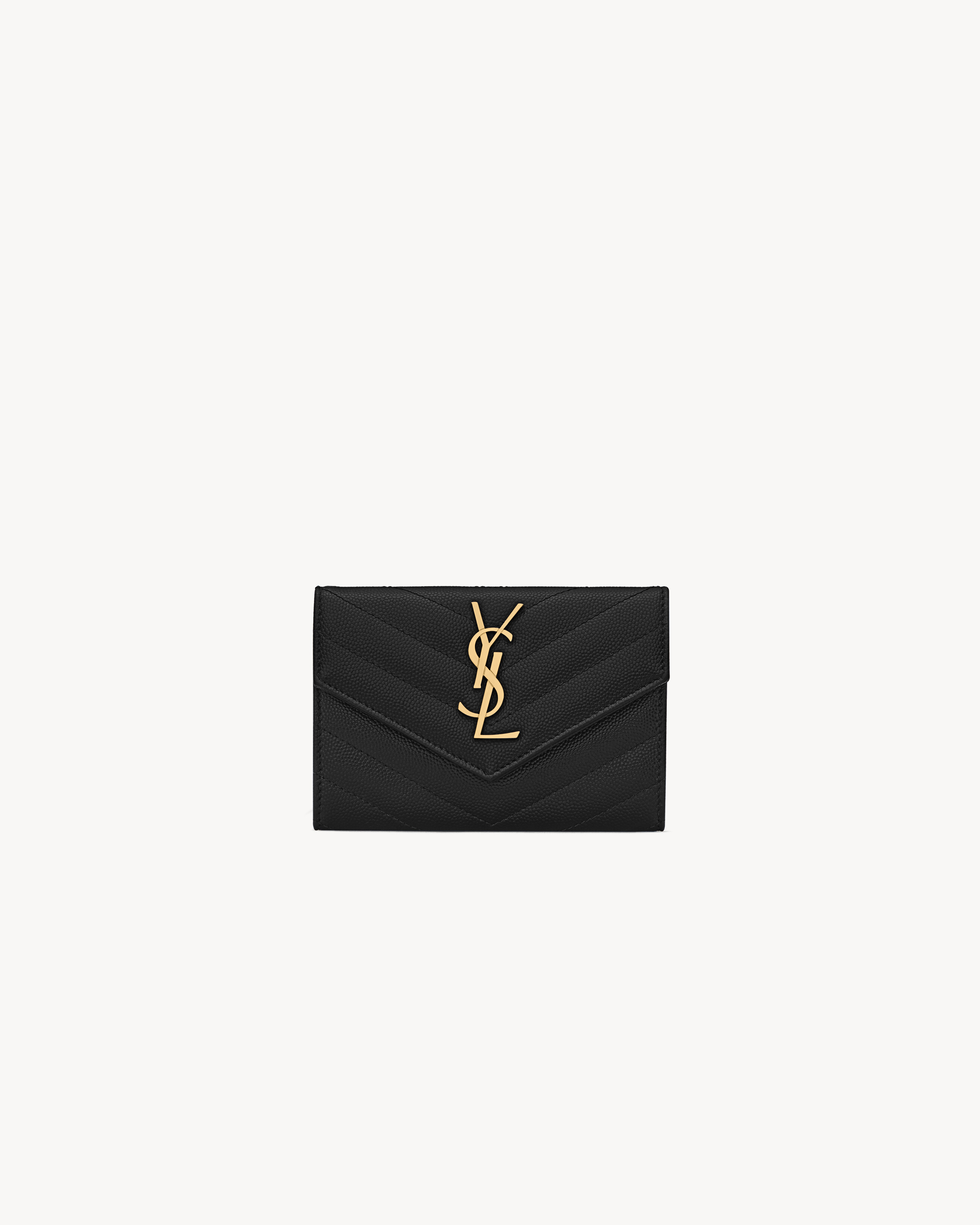 

Маленький кошелек-конверт CASSANDRE MATELASSE из кожи Grain de Poudre Saint Laurent, черный