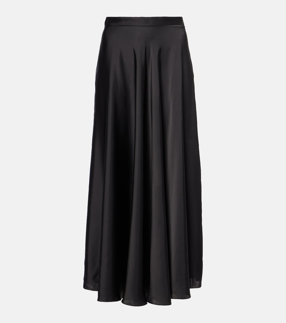 

Асимметричная атласная юбка миди Balenciaga, черный