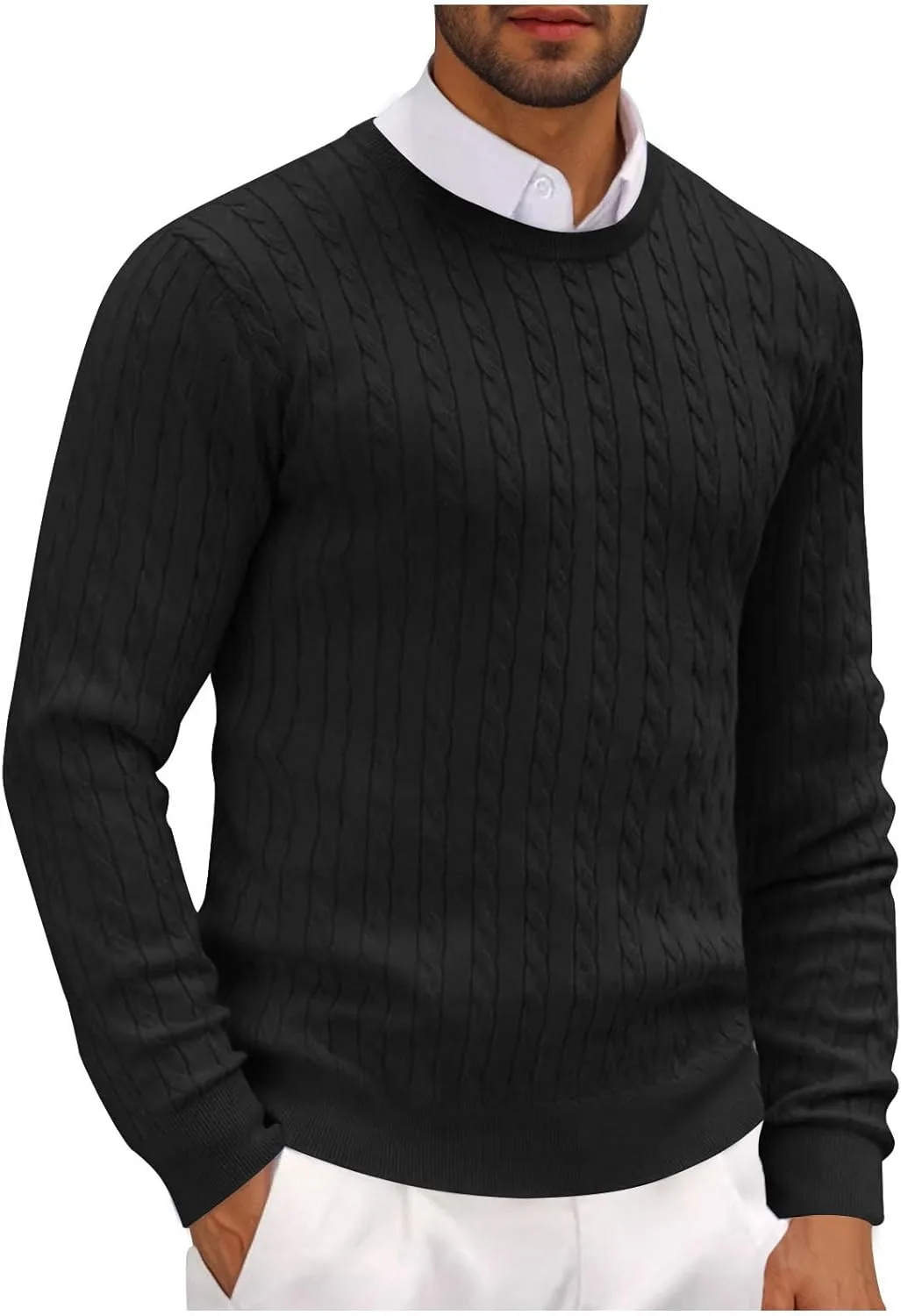 

Мужской свитер с круглым вырезом Basic Slim Fit
