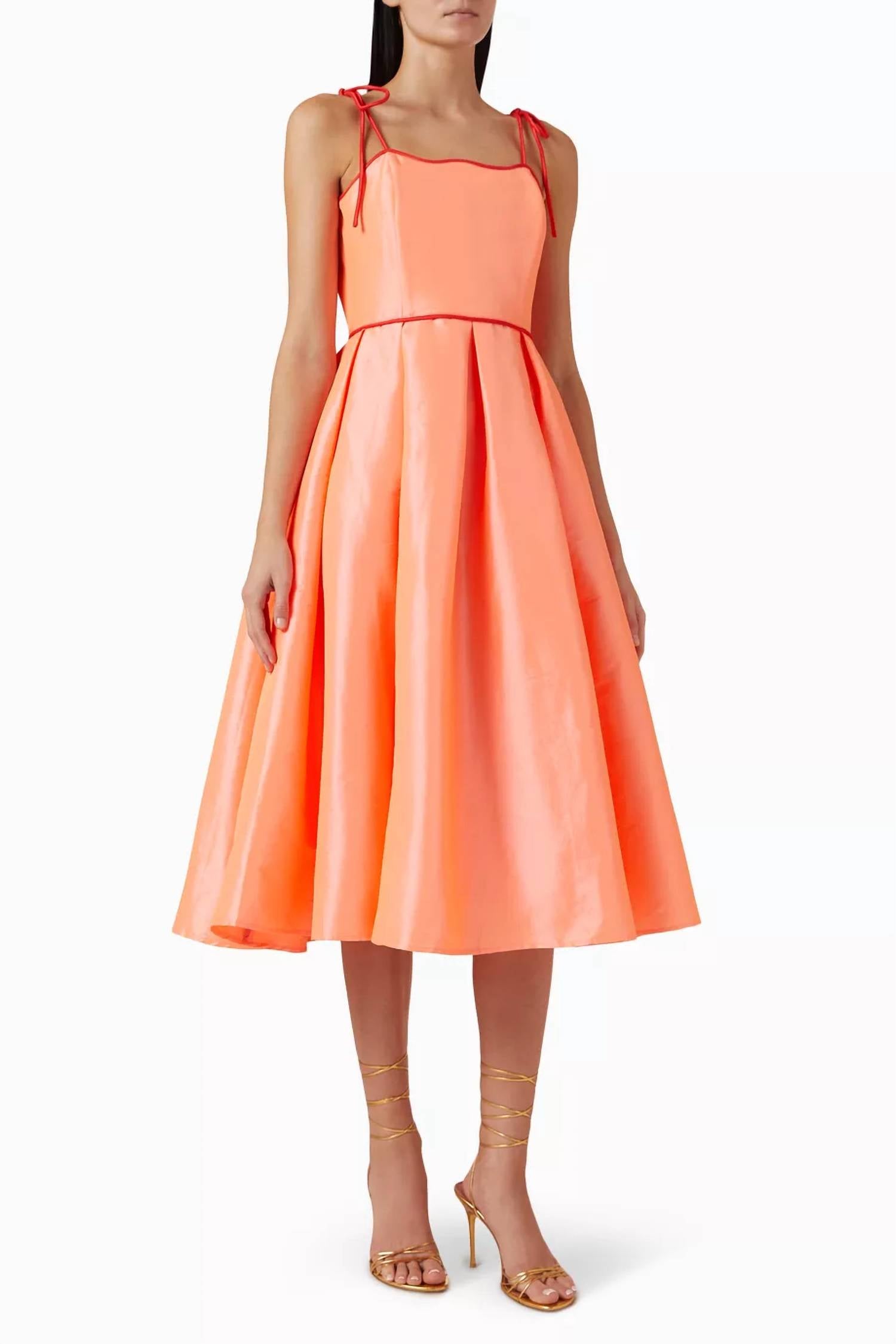 

Alma платье миди с завязками на плечах в коралловом цвете CELiA B