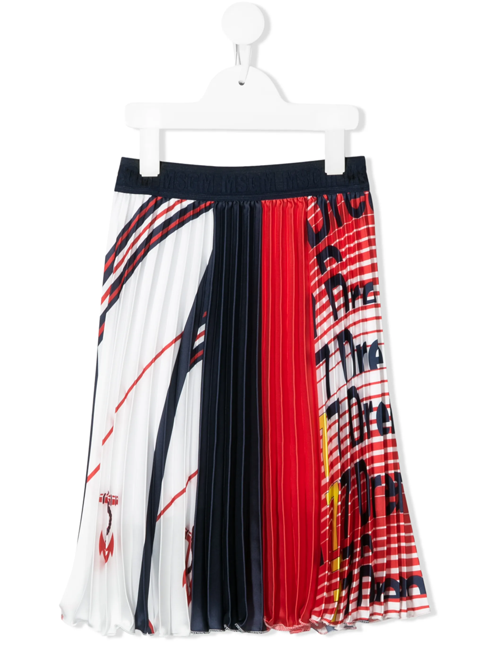 

Атласная плиссированная юбка Msgm Kids, синий