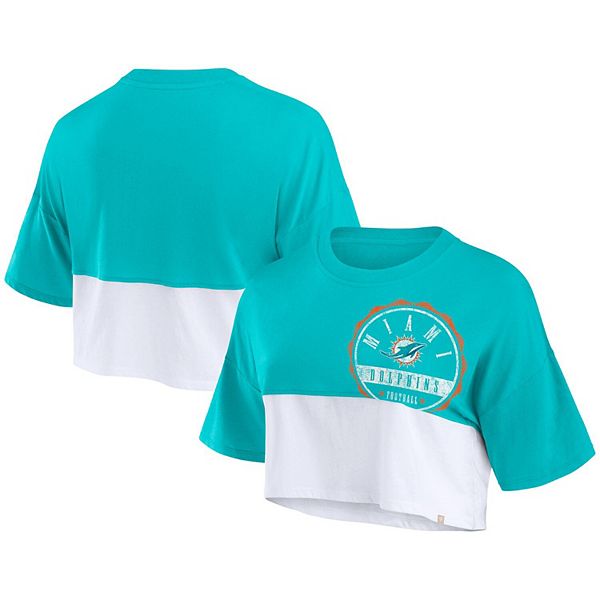

Женская футболка cropped Miami Dolphins aqua/white boxy color split Fanatics Brands - White Label, Белый, Женская футболка cropped Miami Dolphins aqua/white boxy color split Fanatics Brands - White Label