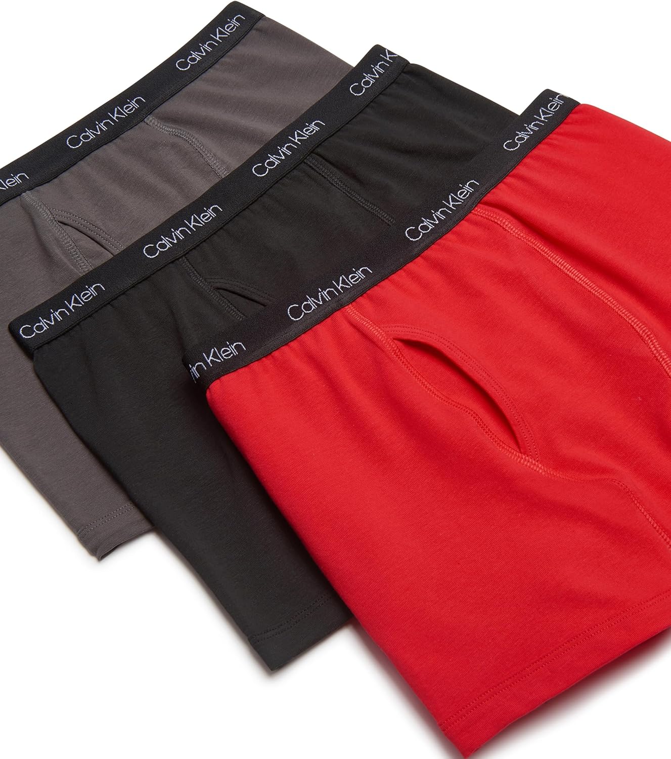 Комплект из 3 трусов-боксеров для мальчиков Calvin Klein, High Risk Red/Black/Castle Rock — фото 3