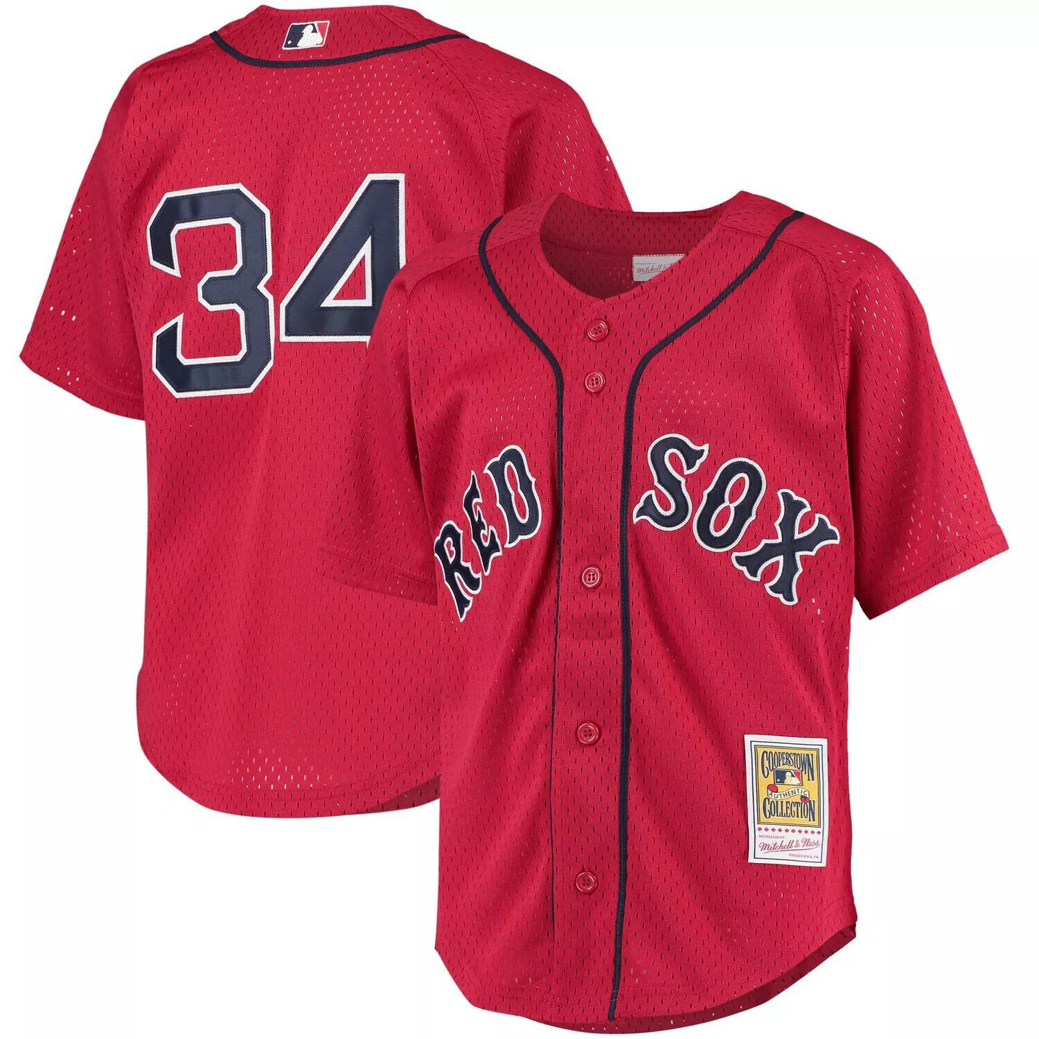 

Молодежная футболка Mitchell & Ness David Ortiz Red Boston Red Sox Cooperstown Collection для тренировки ватина Unbranded