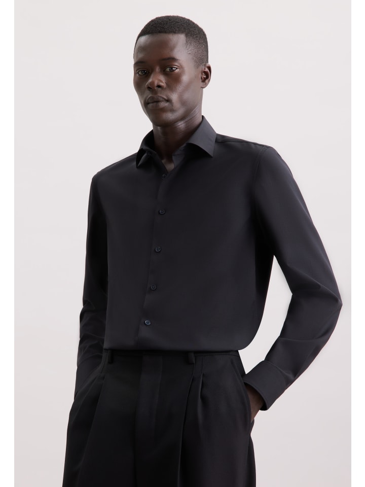 

Облегающая деловая рубашка черного цвета Seidensticker