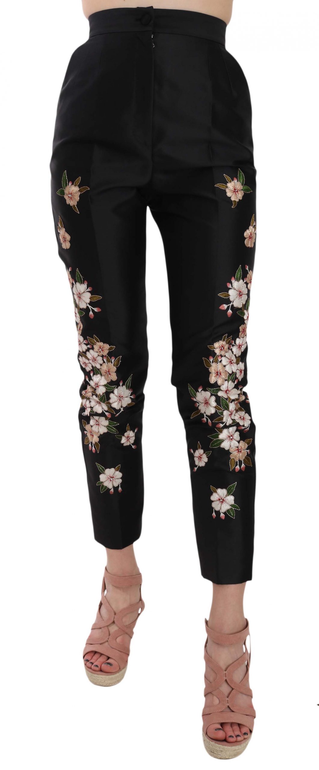 

Элегантные брюки из смесового шелка Dolce & Gabbana, черный