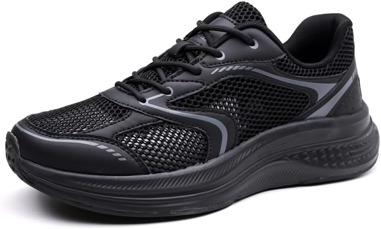 

Мужские кроссовки с сеткой, дышащие и устойчивые к запаху, на шнуровке, с круглым носком, легкие и с нескользящей подошвой, подходящие для повседневной носки, прогулок и игры в мяч Igzbibg, черный